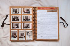 an open scrapbook with photos on it