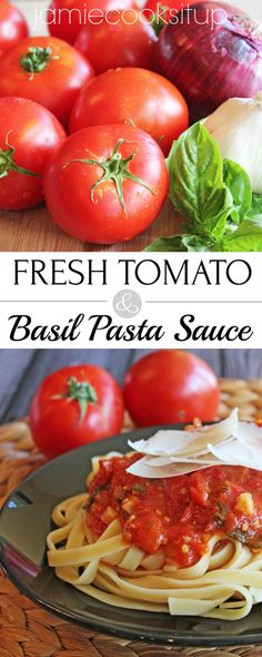 fresh tomato and basil pasta sauce on a plate