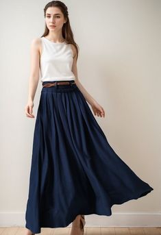 "Get dressed and out of the door in classic good looks with this pleated Long maxi skirt, crafted with soft cotton linen fabric, featuring pleated waist detail and two big pockets DETAIL * 50% linen, 50% cotton  * Has no lining, Not see through * Pleated around waist * Two pockets * Belt loops on waistband * Right Side zipper closure * Perfect for spring and summer, autumn More Color https://etsy.me/3lWMb5G * Choose CUSTOM Order if you Can't find your size in our size Chart Change the Style Chang the Length Your Height is not Between 5'1\" - 5\"9\" Your weight is not Between 47 kg - 75 kg SIZE GUIDE Size vary between Brand and Country Please get your body measurement with our Size Guide And Find your size in our Size Chart SIZE CHART https://www.etsy.com/listing/736813677/ This Video of ho Spring Pleated Wide-leg Maxi Dress, Spring Wide Leg Pleated Maxi Dress, Cotton Pleated Solid Color Maxi Skirt, Solid Color Cotton Pleated Maxi Skirt, Chic Solid Color Cotton Maxi Skirt, Chic Cotton Maxi Skirt In Solid Color, Cotton Pleated Flared Maxi Skirt, Chic Pleated Cotton Maxi Skirt, Summer Pleated Full Skirt Maxi Dress