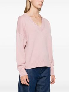 Find ALLUDE V-neck Sweater on Editorialist. powder pink virgin wool-cashmere blend knitted construction ribbed V-neck drop shoulder long sleeves ribbed cuffs and hem Powder Pink, Pink Sweater, V Neck Sweater, Vneck Sweater, Drop Shoulder, Neck Sweater, Top Brands, Cashmere, Long Sleeves