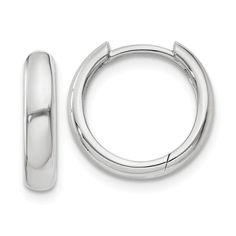 A Simple Huggie Style Hoop Earring Rendered In 14k White Gold Is A Classic Fashion Staple Suitable For Both Men And Women. This Pair Measures Approximately 3mm Wide By 12mm In Diameter And Features A Hinged Design With A Notched Post. Black Bow Item Number: E9758 White Gold Hoop Earrings, Bow Jewelry, White Earrings, Gold Polish, Hoop Earrings Small, Fine Jewellery Earrings, Selling Jewelry, Gold Hoop, Gold Hoop Earrings