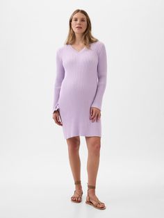 Soft cotton ribbed knit maternity sweater dress.  V-neck.  Long sleeves.  Please note: Maternity styles cannot be returned in store.  Please enjoy free returns by mail.  Choose your maternity Maternity Sweater Dress, Maternity Styles, Mini Sweater, Gap Maternity, Maternity Sweater, Mini Sweater Dress, Maternity Wear, Maternity Fashion, Maternity Dresses