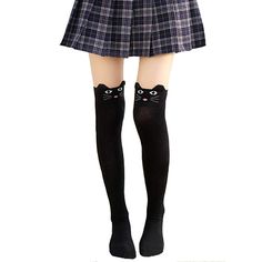 PRICES MAY VARY. 【Size & Length】Our long cat thigh high socks fit for most US women with shoe size 5-9. Sole length 30'', top to heel 21.6'' when it's not stretched. Our cute thigh high socks are made to be highly elastic and soft, they shall fit just above the knees on average height woman. Our over the knee sock can not only bring flexibility and also comfort to your thigh. (Model is 170cm high) 【Soft Material】Our cat patterned cotton long socks are made of 40% cotton, 45% polyester, 15% spand Cute Thigh High Socks, Black Thigh High Socks, Striped Thigh High Socks, School Uniform Skirts, Socks Funny, Black Thigh High, Stockings Legs, Over The Knee Socks, Thigh High Socks