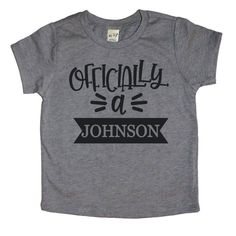 a gray shirt with the words officially at johnson on it's chest and black lettering