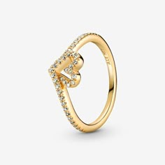 Pandora Timeless Wish Sparkling Heart Ring | Gold plated | Pandora US Pandora Design, Heart Promise Rings, Pandora Gold, Pandora Heart, Heart Crown, Pandora Hearts, Pandora Rings, Rose Gold Heart, Gold Plated Rings