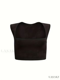 Lasaky - Womens Sleeveless Solid Square Neck Crop Tank Top - Fashionable Summer Casual Slim Fit Black Seamless Sleeveless Top, Versatile Sleeveless Black Crop Top, Versatile Black Sleeveless Crop Top, Versatile Seamless Sleeveless Crop Top, Versatile Sleeveless Tank Top For Party, Versatile Sleeveless Crop Top, Crop Tank, Cropped Tank Top, Square Neck