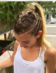 Elegant Braided Hairstyles, Blue And Black Braids, Black Braids Hairstyles, Concert Hair, Morning Before School, Competition Hair, Viking Braids, Gymnastics Hair