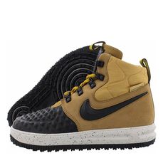 Style Athletic Features & Fastening Laces Width Medium Material Synthetic Product Line Nike Lunar Force Type Boot Color Brown-Black Upper Material Synthetic Brand Nike Shoe Width Medium Lunar Force 1 Duckboot, Nike Lunar Force, Nike Air Max Mens, Nike Brown, Nike Shoe, White Shoes Sneakers, Style Athletic, Nike Lunar, Nike React