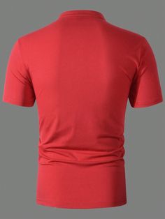 Manfinity Homme Men's Simple Solid Color Short Sleeve Polo Shirt Red Short Sleeve Solid Color Shirt, Red Polo Collar T-shirt For Summer, Red Collared Solid Color Shirt, Red Solid Color Collared Shirt, Color Shorts, Kids Beachwear, Short Sleeve Polo, Mens Polo Shirts, Polo Shirts