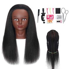 PRICES MAY VARY. 100% Real Human Hair: The mannequin head is made of 100% real human hair, which feels soft and realistic like real human hair. It is perfect for braiding, styling, and creating haircuts. Hair length: 16" (Individual Hair Strand), Color: Black. Free Clamp Holder: The mannequin head comes with a free clamp holder, which securely holds the hair in place. You can adjust the tightness of the clamp holder to keep the hair in place during styling. Portable and Lightweight: The mannequi Hair Mannequin, Cosmetology Student, Mannequin Head, Mannequin Heads, Real Hair, Hair Strand, Real Human Hair, Hair Length, Wig Accessories