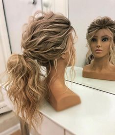 50+ Romantic Bridal Updos Ideas You Need to Try #romantichair #hairstyleideas #hairstyleforwoman » BestHomeDesignz.Com 50 Hair, Penteado Cabelo Curto, Wedding Hair And Makeup, Hair Dos, Ponytail Hairstyles, Bridesmaid Hair, Hair Videos, Hair Updos, Up Hairstyles