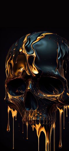 a skull made out of liquid on a black background