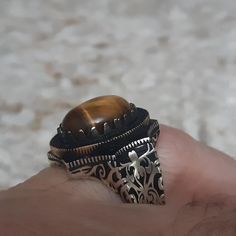 Turkish Handmade Silver Ring,  Handmade Ring, Ottoman Ring, Tiger Eye Ring, Men Ring, Gift for Him, 925k  Silver, precious stone and bronze metals were used. All Sizes Available Just tell me the size you need. Weight is 20.12 grams Please email me if you have any questions. .A unique way to show your love and affection. * This product is made of 925 sterling silver and bronze material. * The product is delivered to cargo within 1-3 days on average. (Varies due to pandemic and curfew) *Shipping t Engraved Brown Ring Perfect For Gift, Handmade Brown Signet Ring As Gift, Handmade Brown Signet Ring For Gift, Luxury Brown Ring For Gift, Luxury Brown Rings For Gift, Luxury Brown Rings As Gifts, Brown Handmade Rings For Anniversary, Handmade Brown Rings For Formal Occasions, Handmade Brown Rings For Anniversary