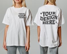 White Short Sleeve Sublimation Design Shirt, Oversized White Tops With Custom Print, Oversized White Top With Custom Print, White Oversized Shirt With Custom Print, Oversized White T-shirt With Branding, Real Model, White Color, Tshirt Mockup, Shirt Mockup