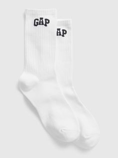 Soft knit socks.  Ribbing at top.  Reinforced toe and heel.  Gap arch logo at top.