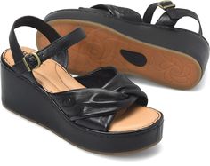 The subtle twist detail gives the Marchelle its soft, understated allure. Born Shoes, Wedge Sandals, Shoes Sandals, Wedges, Twist, Sandals, My Style, Black