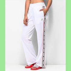 Nwt Champion Logo Side Stripe White Track Pants Super Cute Champion Track Pants From This Season. They Have Pockets, Ankle Zippers, An Elastic Waistband, And A Loose Casual Fit. White Bottoms With Side Stripes For Summer, White Cotton Pants With Side Stripes, Full Length Pants With Side Stripes, Sporty White Full Length Pants, White Sporty Straight Pants, White Athleisure Pants For Summer, White Cotton Bottoms With Side Stripes, White Athleisure Bottoms With Side Stripes, White Sweatpants For Summer