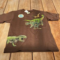 Size 10-12 Brand New Brown Dino Short Sleeve Graphic Tee Dinosaur Tshirt, Heart Tee Shirt, Brown Tee, Pokemon T, Kids Tee Shirts, Kids Tees, Pride Tees, Dream Outfits, Polka Dot Shorts