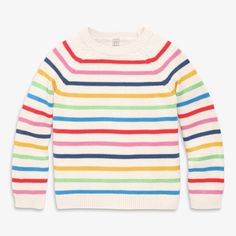 Crewneck sweater in rainbow stripe | Primary.com Family Pjs, Big Baby, Family Event, How Big Is Baby, Friend Outfits, Mini Boden, Baby Sweaters, Grown Up, Rainbow Stripes