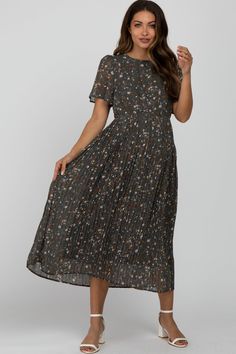 Teal Floral Pleated Chiffon Maternity Midi Dress– PinkBlush Chiffon Maternity Maxi Dress, Chiffon Maxi Dress For Maternity Wear, Modest Midi Length Chiffon Dress, Modest Chiffon Midi Dress, Modest Maternity Midi Dress, Flowy Short Sleeve Maternity Dress, Modest Chiffon Midi Dress For Summer, Flowy Midi Length Maternity Dress, Modest Maternity Dress With Short Sleeves