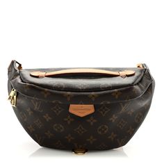 This is an authentic LOUIS VUITTON Monogram Bumbag. This stylish waist bag is created of traditional Louis Vuitton monogram on toile canvas. The bag features a vachetta cowhide leather top handle, an adjustable waist strap, and a rear zipper pocket. The main zippers open to a spacious black fabric interior. Luxury Coated Canvas Belt Bag For Everyday, Luxury Belt Bag With Removable Pouch In Coated Canvas, Designer Travel Belt Bag With Detachable Strap, Luxury Pouch-shaped Belt Bag, Luxury Belt Bag Pouch, Designer Belt Bag With Detachable Strap For Travel, Luxury Travel Belt Bag With Dust Bag Included, Designer Monogram Canvas Crossbody Belt Bag, Monogram Canvas Belt Bag With Detachable Strap