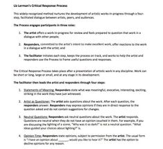 Liz Lerman's Critical Response Process No Response, It Works, Feelings