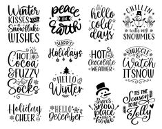 hand lettering christmas and winter phrases