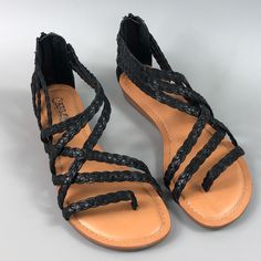 Up For Sale Brand New Condition Carlos Santana Amara Women’s Braided Sandals Conditions: Brand New Condition Size: Various Color: Black Country/Region Of Manufacture: Imported Materials: Leather And Man Made Upper Balance Manmade Smoke And Pet Free Business. Please See The Photos Above My Listing For More Details. Colors May Vary Slightly Due To Lightning And Or Different Device Resolution. We Ship Most Items The Same Day With Tracking Numbers And Confirmation However Some Items Will Ship The Ne Black Synthetic Sandals With Braided Straps, Black Sandals With Braided Straps And Round Toe, Synthetic Open Toe Wedge Sandals With Braided Straps, Black Strappy Synthetic Sandals, Black Sandals With Braided Straps For Summer, Synthetic Braided Strap Open Toe Wedge Sandals, Black Sandals With Braided Straps For Vacation, Black Sandals With Braided Straps For The Beach, Black Beach Sandals With Braided Straps