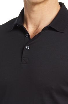 A honeycomb contrast collar tops a versatile polo shirt cut from soft pima cotton for all-day ease. Style Name:Robert Barakett Men'S Georgia Pima Cotton Polo. Style Number: 6114820. Classic Black Polo Shirt For Golf, Formal Black Cotton Polo Shirt, Business Polo Shirt With Ribbed Collar, Classic Black Polo Shirt For Business, Classic Black Business Polo Shirt, Formal Black Top With Ribbed Collar, Modern Business Polo Shirt With Collar, Modern Collared Polo Shirt For Business, Modern Business Polo Shirt