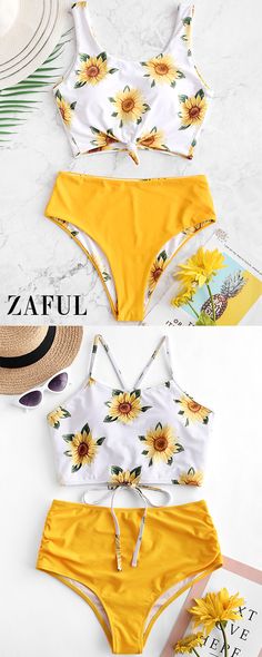 Tankini set swimsuits are practical yet stylish. Check out our huge selection of all tankini set swimwear at Zaful. #Zaful #tankini #sunflower #swimwear Summer Bathing Suits, Trendy Swimsuits, Swimsuits Outfits, Oc Inspo, Calvin Klein Shorts, Feminine Fashion