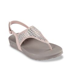 Skechers-Meditation Pixie Bling Sandal Enjoy some supportive sparkle with the Meditation Pixie Bling sandals from Skechers. The casual style features an upper decorated with glistening rhinestones, while the Arch Fit® contoured footbed and adjustable slingback strap makes this a comfortable add. Bedazzled Synthetic Sandals With Round Toe, Sparkling Synthetic Open Toe Sandals, Sparkling Open Toe Synthetic Sandals, Bedazzled Synthetic Sandals For Summer, Bling Sandals, Michael Kors Fashion, Mario Valentino, The Arch, Nike Fashion