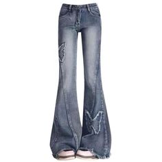 Baggy Bell Bottom Jeans, Cute Long Pants, Flared Jeans Outfit Y2k, Flowy Jeans, Y2k Outfits Pants, Aesthetic Low Rise Jeans, 90s Grunge Summer, Folded Pants, Y2k Bottoms