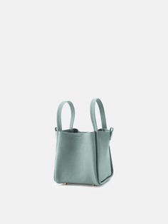 the mini bucket bag in mint green leather