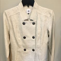 Size Small. New. Never Worn. Pockets. Nonsmoking Home. No Trades. No Lowball Offers. Casual Beige Blazer For Fall, Casual Cream Winter Blazer, Casual Cream Blazer For Winter, Casual Cream Blazer For Fall, Casual Neutral Blazer With Buttons, Casual Taupe Outerwear For Everyday, Casual Neutral Blazer For Winter, Casual Fitted Neutral Outerwear, Fitted Neutral Casual Outerwear