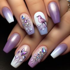 Nail Designs And Colors, Vacation Nail Designs, White Tips, Wow Nails, Fall Nail Trends, Fancy Nails Designs, Stylish Nails Designs, Nails Design With Rhinestones, Ombre Gradient