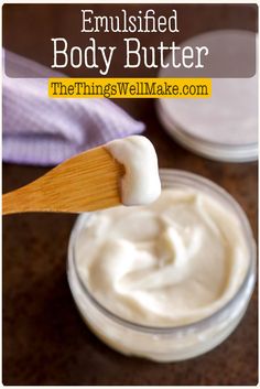 Emulsified Body Butter Recipe, Body Butter Recipe Whipped, Diy Body Cream, Emulsified Body Butter, Body Cream Recipe, Diy Body Scrub Recipes, Homemade Body Butter, Organic Body Butter, Spa Time