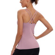 PRICES MAY VARY. STRAPPY BACK CAMI TANKS: Scoop neck and strappy crisscross back for great freedom of movement and an extra back support BUILT-IN BRA TANK TOP: Women workout tank tops with removable padded bra and the elastic underbust band inside provide slightly support and coverage QUICK DRY FABRIC: Made with moisture-wicking, 4-way stretch fabric and flatlock stitch that gives you smooth Buttery-Soft Handfeel, great shape retention, long-lasting comfort EASY TO MATCH: Perfectly paired with y Bra Workout, Camisole Bra, Active Tank Tops, Yoga Tank, Yoga Tank Tops, Tank Top Bras, Yoga Shirts, 4 Way Stretch Fabric, Workout Tank Tops