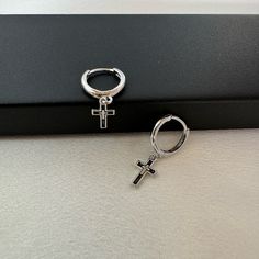 Add A Bold And Stylish Touch To Any Outfit With Our Cross Dangle Drop Earrings. Perfect For Men And Women, These Earrings Boast A Streetwear Punk Hip Hop Style That Is Sure To Turn Heads. Express Your Unique Fashion Sense With These Versatile And Trendy Accessories! Earrings Length 1.0 Inches Black Cross Earrings Men, Y2k Earrings Men, Cross Earrings Men, Black Cross Earrings, Y2k Earrings, Earrings Men, Earrings For Men, Women Streetwear, Hip Hop Style