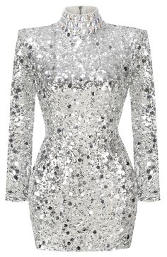 Long Sleeve Crystal Sequin Dress Silver DESIGN: Color: Silver Mock neck Long sleeves Sequined Embellished with rhinestones Exposed zipper at back Gentle Dry Clean Only Length: Mini MATERIAL: Polyester + Cotton High quality durable fabric. Delicate sewing and hemming by durable needle lockstitch machine. YKK zipper (known as the most durable and reliable zippers manufactured today). To maintain the beauty of your garment, please follow the care instructions on the attached label. Color may vary due to lighting on images. The product images (without model) are closest to the true color of the item.     * Order one size up for a relaxed fit. * Pay special attention on measurements to ensure proper fit. * If you are between two sizes the larger one is recommended.    & Silver Party Dress Long Sleeve, Luxury Silver Sequin Dress For Formal Occasions, Luxury Silver Sequin Dress, Glamorous Style, Silver Dress Formal Winter, Luxury Silver Dresses With Embellishments, Luxury Silver Long Sleeve Dress, Silver Cocktail Dress For Women, Sliver Glitter Dresses, Luxury Silver Sparkling Sequin Dress