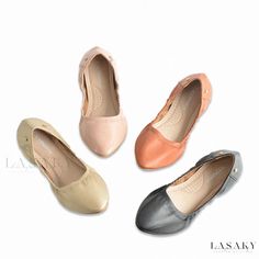 Lasaky - Pointed Egg Roll Shoes with Thickened Soft Sole and Low-Cut Curved Design Non-slip Ballet Flats With Round Toe, Casual Non-slip Ballet Flats With Flat Heel, Casual Non-slip Ballet Flats, Non-slip Synthetic Flats, Spring Non-slip Ballet Flats With Round Toe, Non-slip Closed Toe Flats, Non-slip Closed Toe Synthetic Flats, Casual Pointed Toe Flats In Synthetic, Vintage Loafers