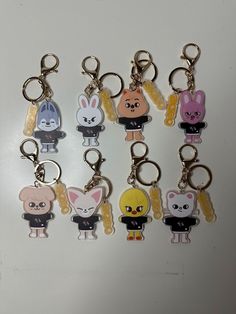 several key chains with cartoon characters on them