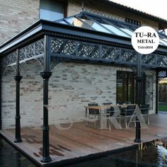 Ferforje çardak modelleri ☎05321765303          #gazebo #çardak #kamelya #kışbahçesi Gazebo Pergola Ideas, Iron Pergola Ideas, Glass Pergola Roofs, Balcony Pergola, Glass Pergola, Iron Gazebo, Front Porch Pergola, Pergola Metal, Iron Pergola