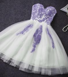 Cute Simple Tulle With Lace Applique Short Homecoming Party Dress A-line Lace Patchwork Dress For Banquet, Elegant Homecoming Gown With Tulle Skirt, Purple Tulle Dress For Banquet, Tulle Skirt Dresses For Banquet And Prom Season, Tulle Prom Dress With Sweetheart Neckline, Purple Tulle Dress For Wedding, Tulle Prom Dress For Prom Season, A-line Tulle Dress For Prom, Homecoming Tulle Dress With Fitted Bodice