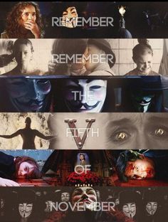 the movie poster for v is shown in four different colors and sizes, including one woman's face