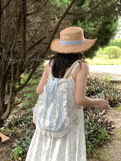 Floral Printed Lace Drawstring Backpack | Bag | Three Fleas Cute Spring Backpack For Daily Use, Casual Beige Backpack For Spring, Cute White Summer Backpack, Cute Everyday Backpack For Spring, Cute Summer Backpack For Everyday Use, Cute Summer Backpack For Daily Use, Spring Beach Backpack Bag, Cute Summer Backpack, Summer Adjustable Backpack