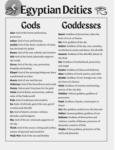 egyptian deities and god's goddesss