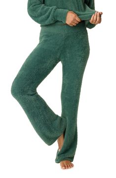 These perfect lounge-around pants come in a fuzzy knit that's so soft and comfortable you'll never want to take them off. 30 1/2" inseam; 11" leg opening; 10 1/2" front rise; 14" back rise Elastic waist 83% nylon, 15% rayon, 2% elastane Machine wash, tumble dry Imported Green Sweatpants, Sage Leaf, Cozy Lounge, Sage Leaves, Lounge Shorts, Lounge Pants, Campfire, Active Wear For Women, Bottoms Pants