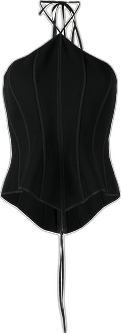 Intuit Bustier corset-style top from MATICEVSKI featuring black, silk blend, corset style, halterneck tie fastening, sleeveless, asymmetric hem and rear zip fastening. Elegant Elastane Corset For Party, Elegant Elastane Party Corset, Fitted Elastane Corset With Boned Bodice, Fitted Corset With Boned Bodice In Elastane, Fitted Corset With Boned Bodice And Elastane Material, Elegant Sleeveless Stretch Corset, Elegant Stretch Sleeveless Corset, Chic Stretch Corset With Boned Bodice, Black Elastane Corset For Party