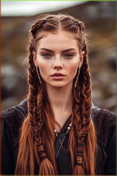 hi everyone! this is my morning routine for school <3 Women Viking Hair Wedding, Viking Braids Half Up Half Down, Viking Half Up Hair, Modern Viking Hairstyles Women, Viking Braid Wedding Hair, Vikings Braids Hairstyles, Braided Medium Length Hair, Traditional Swedish Hairstyles, Women Viking Braids