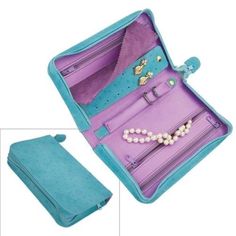 Chic Travel Jewelry Case With A Faux Leather Outer, Soft Fabric Interior. Plenty Of Spaces Designed For Rings, Bracelets, Necklaces, And Earrings. Comes In A Pretty Blue Show Box. High Quality And Perfect For Gifting! Jewelry Travel Case, Zipper Jewelry, Jewelry Holders, Jewelry Travel, Jewelry Chest, Travel Jewelry Case, Travel Jewelry, Jewelry Boxes, Jewelry Case